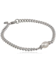By Joy Jewelry Sterling Silver Curb Pearl Bracelet, 7.2"