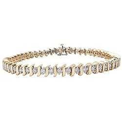 10k White or Yellow Gold Diamond S-Link Tennis Bracelet (2 cttw, I-J Color, I1-I2 Clarity)
