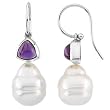 14K White Gold Paspaley South Sea Cultured Pearl and Amethyst Earrings - 12.00mm