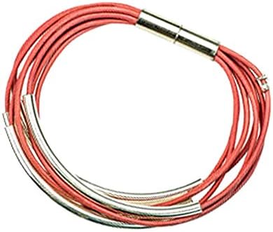 Silver Magnetic Monkey Bar Leather Bracelet - Pink