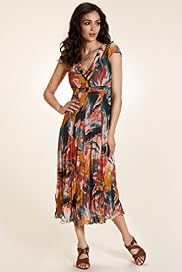 Per Una V-Neck Abstract Print Chiffon Dress