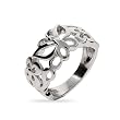 Sterling Silver Fluttering Butterfly and Flower Ring