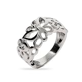 Sterling Silver Fluttering Butterfly and Flower Ring