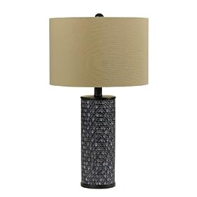 Candice Olson Beckett Table Lamp, Faux Shell with Beige Linen Shade 15x26 by Candice Olson