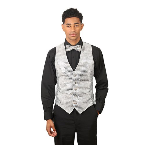 Men's Silver Sequins Vest