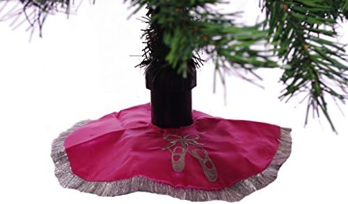 Pink &amp; Silver Ballet Mini 12" Christmas Tree Skirt