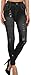 Simplicity Women's Denim Print Fake Jeans Seamless Footless Leggings,Dark Blue1