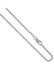 Sterling Silver Italian 1.4 mm Rope Chain Necklace Rhodium Finish Diamond cut Nickel Free, sizes 7 - 30 inch