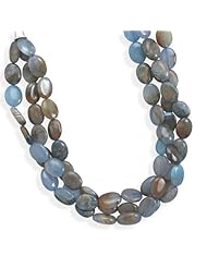 19" Triple Strand Blue Agate Necklace