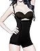 YIANNA Womens Body Shaper Seamless Tummy Control Shapewear Open Bust Slimmer Belly Shaper Bodysuit, YA7110-Black-S