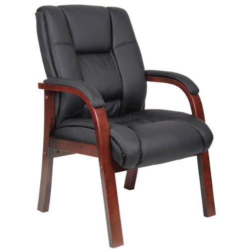 Mid Back Guest Chair with Wood Finish Finish: Cherry