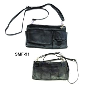  Shoulder Bag--Leather--Black--SMF-91