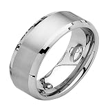 8mm Beveled Edge Tungsten Wedding Band Ring for Men
