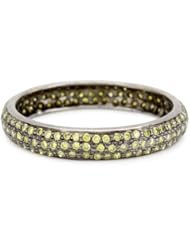 Sethi Couture "Simple Elegance" Green Diamond Pave Set Band , Size 7