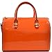 Dasein Shiny Patent Faux Leather Barrel Body Satchel Handbag Shoulder Bag