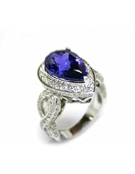 18K White Gold Tanzanite and Diamond Ring -- LIFETIME WARRANTY