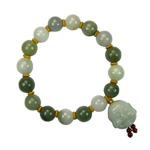 Click here to buy 12mm Jade Beaded Buddha Charm Bracelet by Dahlia.