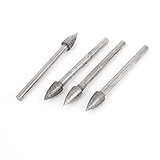 uxcell　研磨ビット ダイヤモンド 円錐形　弾丸形　鋭い先端　直径5mm　シルバー　4個入り