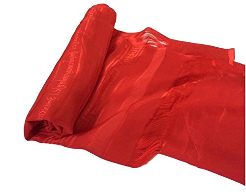 High Quality Tibetan Prayer Scarf Kata Red Color 8 Auspicious Symbols Ps-15