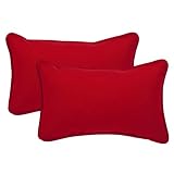 Pillow Perfect Decorative Red Solid Toss Pillows, Rectangle, 2-Pack