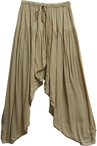 Indian Bohemian Alibaba Gypsy Hippie Meditation Yoga Gauze Clothing Harem Pants (Plus, Beige)