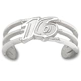 10K White Gold Officially Licensed Greg Biffle "#16" NASCAR Toe Ring