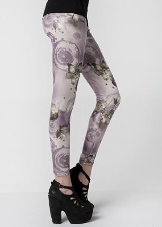Floral Vines And Spirals Lavender Liquid Leggings Size Small/medium
