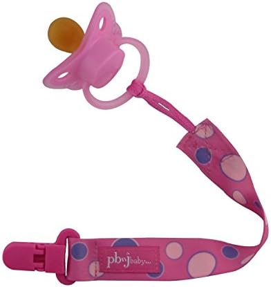 Universal Pacifier Clip Paci Holder Teether Clip Soothie Pacy (Pink dots)