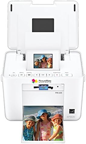 Epson PictureMate Charm Compact Photo Printer PM 225 With 2 Pack Of T5846 Picturemate 200-series print pack, glossy, 4 x 6, 150 sheets Plus Bonus 1.5 Inch Digital photo frame keychain