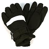 Girl Age 7-11 Winter Thinsulate 3M Waterproof Velcro Ski Snow Grip Gloves Black