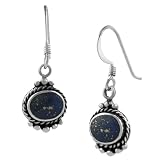 Sterling Silver Blue Lapis Southwestern Style Dangle Earrings