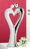Produkt-Bild: Gilde Skulptur Francis Paar 'Ein Herz fassen', 40 cm, platin-wei&szlig;
