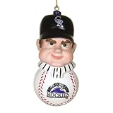Pack of 4 MLB Colorado Rockies Caucasian Slugger Christmas Ornaments 3"