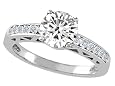 1.37 cttw Genuine White Topaz and Diamond Solitaire Engagement Ring - 14kt White or Yellow Gold