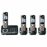 Panasonic Dect 6.0 Black Metallic Cordless Phone with Answering Machine (KX-TG6444T)