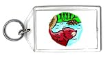 Keychain with dam, brown, river, beaver, tail