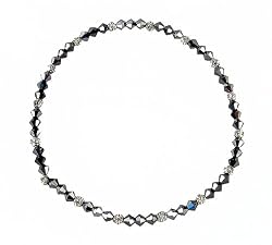Anklet - A64 - Stretch - 4mm Swarovski (tm) Crystal and Heishi Beads ~ Hematite