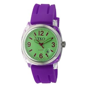 TKO ORLOGI Women's TK508-GPR Milano Plastic Case and Purple Rubber Strap Watch