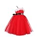 iEFiEL Girls Merry White Boa Sash Tie Christmas Tulle Dress Spaghetti Straps Xmas Costume