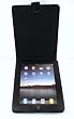 Apple Ipad Tablet Black Solid Color Leather Folio Flip Case with Magnetic Closure Clasp + Premium Precut Screen Guard / Protector