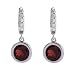 EXP Sterling Silver Round Garnet and White Topaz Dangle Earrings