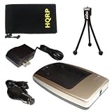 HQRP Travel Kit for Canon PowerShot G9 and G7 Digital Camera - Fast Battery Charger Replacement plus HQRP Black Mini Tripod & HQRP Carrying Bag