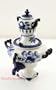 Gzhel SAMOVAR & TEA POT Collectible Decor SIGNED! [Size: 8" x 5.5"(20 x 14cm); Material: porcelain/Hand painted. Set includes: samovar and small teapot] [This little samovar is no plain souvenir. It can be used in place of a bowl for fruits, or dispensing tea or hot water at the table. The small teapot on top can be more than a teapot as well - consider filling it with milk for tea or coffee. But whatever use you choose, this hand painted samovar consistently brings a touch of finery and Russian culture to the table] [Unique Russian Porcelain - Gzhel. Executed and painted by hand in the village of Gzhel in marvellous under-glaze cobalt painting technique. Perfect collectible gift for many occasions from the old country. Many of the items in our store were only made in limited quantity . Most pieces are signed by the artist]