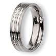 Grooved Brushed & Polished Titanium Ring (6.0 mm) - Sizes 6-13.5