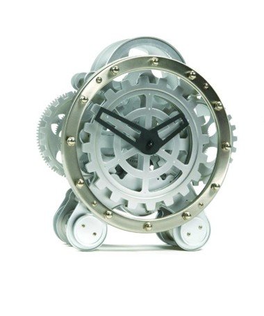 Zahnrad Tischuhr Skelett Uhr - silbern Invotis GZ010