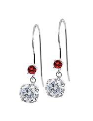 1.13 Ct Round G/H Diamond Cognac Red Diamond 14K White Gold Earrings