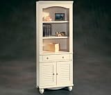 Antiqued Cream Bookcase with Doors Antiqued Cream