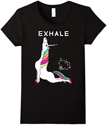 Women's Exhale Shirt / Unicorn With Rainbow Yoga funny Shirt XL Black