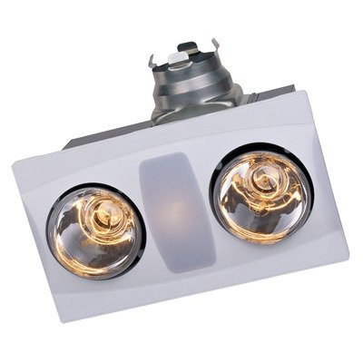 Aero Pure A515A W 2-Bulb Quiet Bathroom Heater Fan with Light, 80-CFM, White