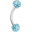 Crystal Aqua Ferido Ball Eyebrow Ring MADE WITH SWAROVSKI ELEMENTS